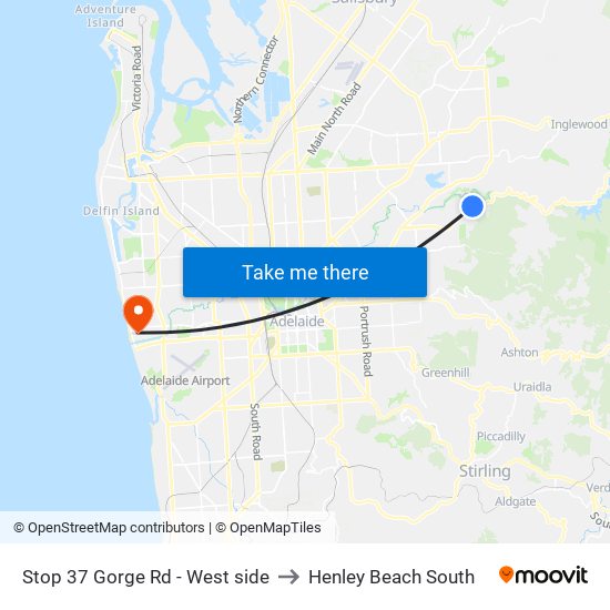 Stop 37 Gorge Rd - West side to Henley Beach South map