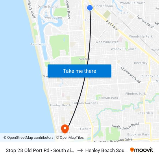 Stop 28 Old Port Rd - South side to Henley Beach South map