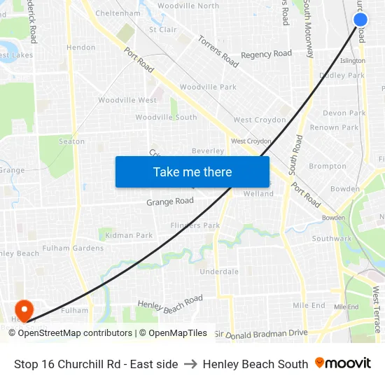 Stop 16 Churchill Rd - East side to Henley Beach South map