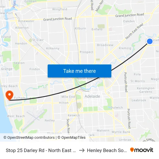 Stop 25 Darley Rd - North East side to Henley Beach South map