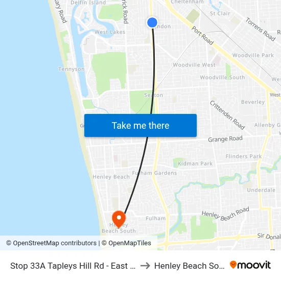 Stop 33A Tapleys Hill Rd - East side to Henley Beach South map
