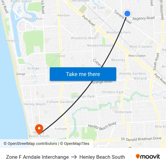 Zone F Arndale Interchange to Henley Beach South map