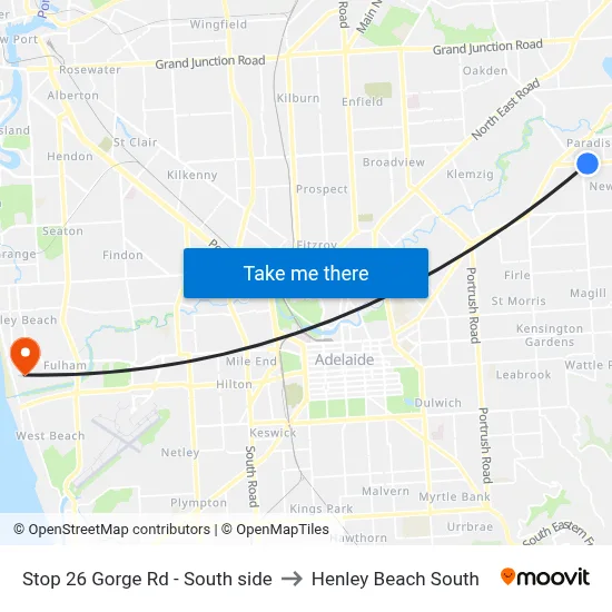 Stop 26 Gorge Rd - South side to Henley Beach South map
