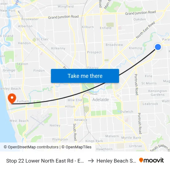 Stop 22 Lower North East Rd - East side to Henley Beach South map