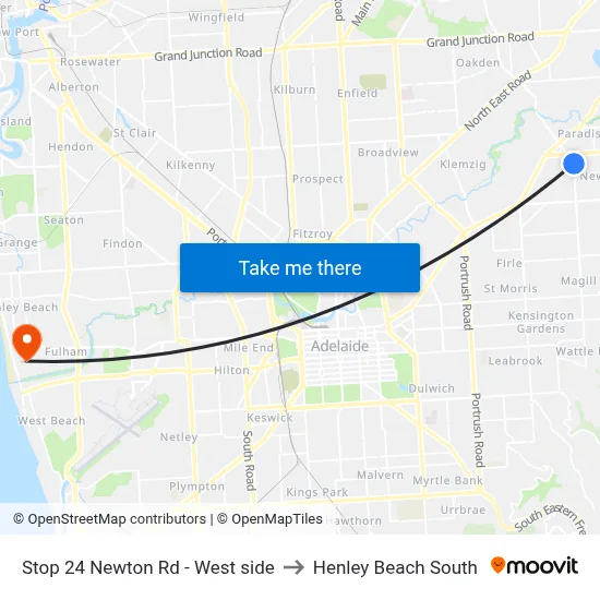 Stop 24 Newton Rd - West side to Henley Beach South map