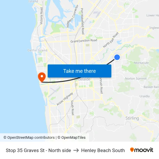 Stop 35 Graves St - North side to Henley Beach South map