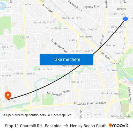 Stop 11 Churchill Rd - East side to Henley Beach South map