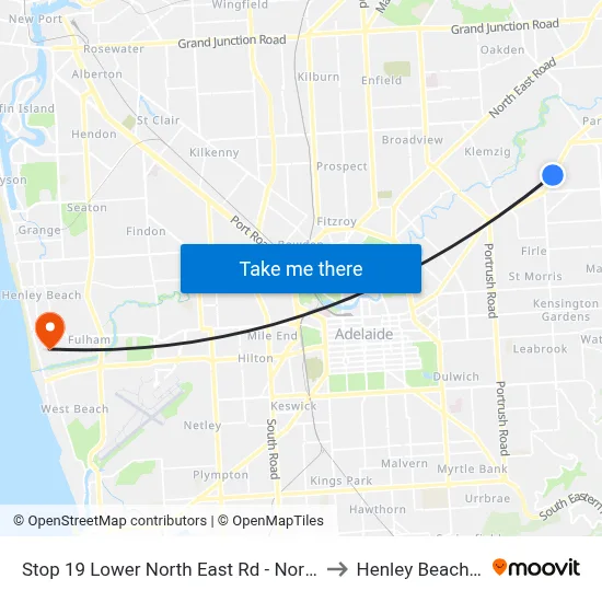 Stop 19 Lower North East Rd - North West side to Henley Beach South map
