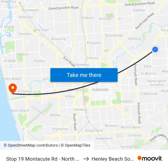 Stop 19 Montacute Rd - North side to Henley Beach South map