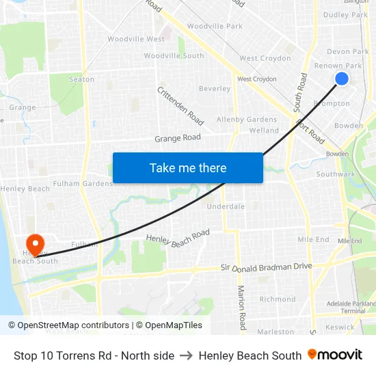 Stop 10 Torrens Rd - North side to Henley Beach South map