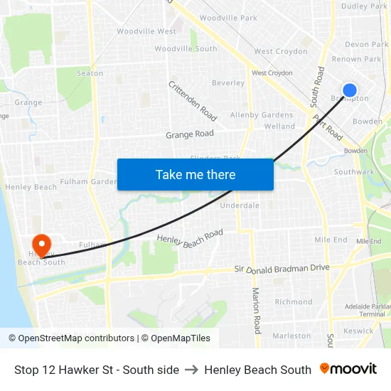 Stop 12 Hawker St - South side to Henley Beach South map