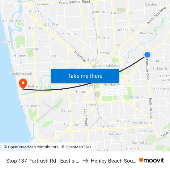 Stop 137 Portrush Rd - East side to Henley Beach South map