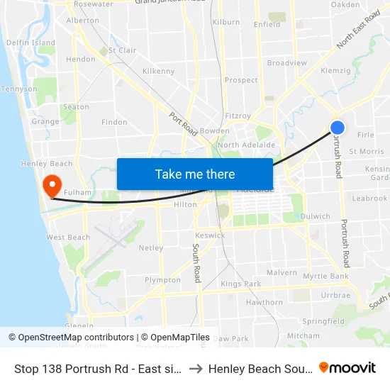 Stop 138 Portrush Rd - East side to Henley Beach South map