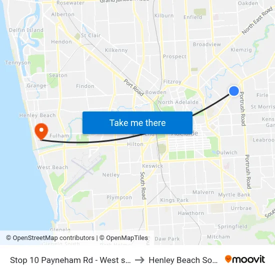 Stop 10 Payneham Rd - West side to Henley Beach South map