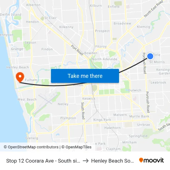 Stop 12 Coorara Ave - South side to Henley Beach South map