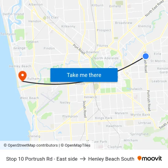 Stop 10 Portrush Rd - East side to Henley Beach South map
