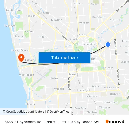 Stop 7 Payneham Rd - East side to Henley Beach South map