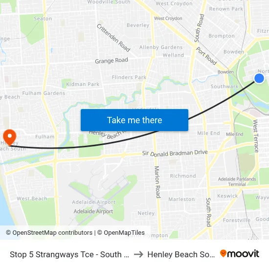 Stop 5 Strangways Tce - South side to Henley Beach South map