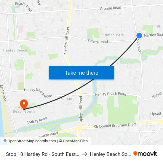 Stop 18 Hartley Rd - South East side to Henley Beach South map