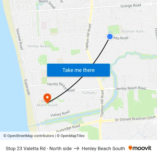 Stop 23 Valetta Rd - North side to Henley Beach South map