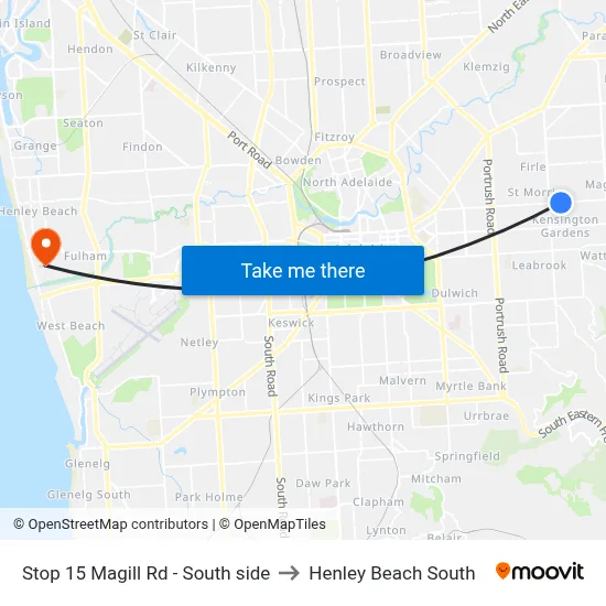 Stop 15 Magill Rd - South side to Henley Beach South map