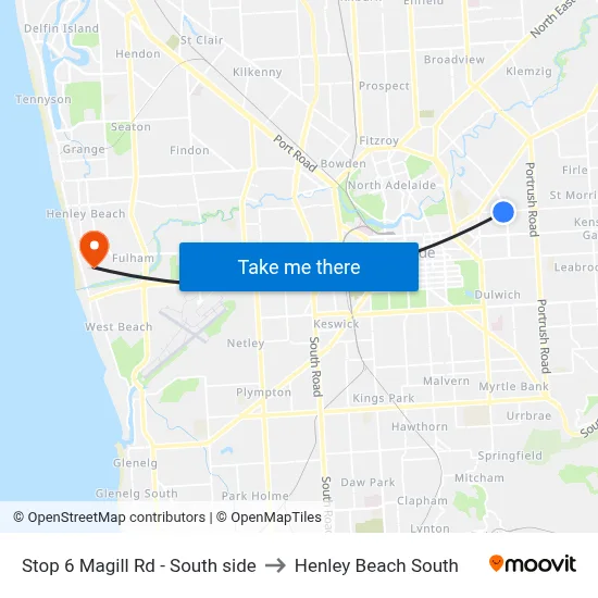 Stop 6 Magill Rd - South side to Henley Beach South map