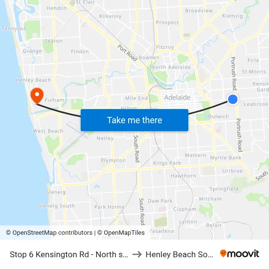 Stop 6 Kensington Rd - North side to Henley Beach South map