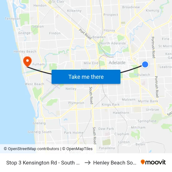 Stop 3 Kensington Rd - South side to Henley Beach South map