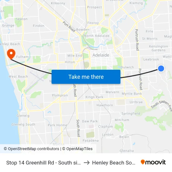 Stop 14 Greenhill Rd - South side to Henley Beach South map