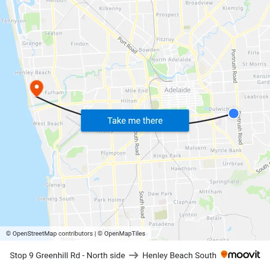 Stop 9 Greenhill Rd - North side to Henley Beach South map