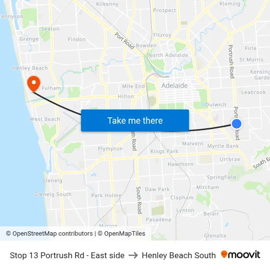 Stop 13 Portrush Rd - East side to Henley Beach South map