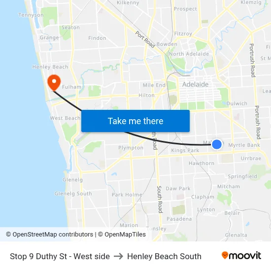 Stop 9 Duthy St - West side to Henley Beach South map