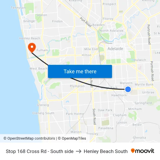 Stop 168 Cross Rd - South side to Henley Beach South map