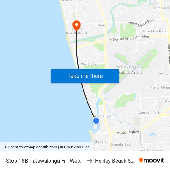 Stop 18B Patawalonga Fr - West side to Henley Beach South map