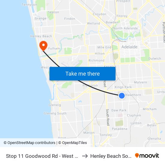 Stop 11 Goodwood Rd - West side to Henley Beach South map