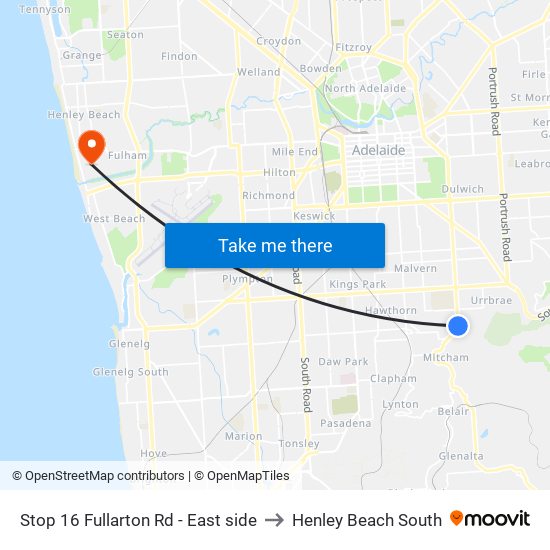 Stop 16 Fullarton Rd - East side to Henley Beach South map