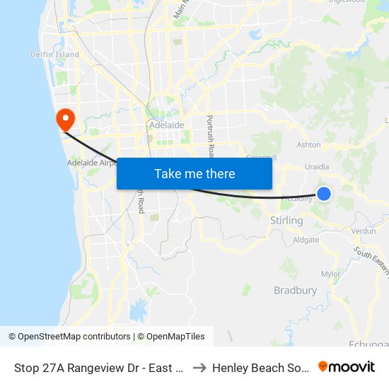 Stop 27A Rangeview Dr - East side to Henley Beach South map