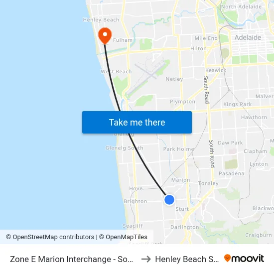 Zone E Marion Interchange - South side to Henley Beach South map