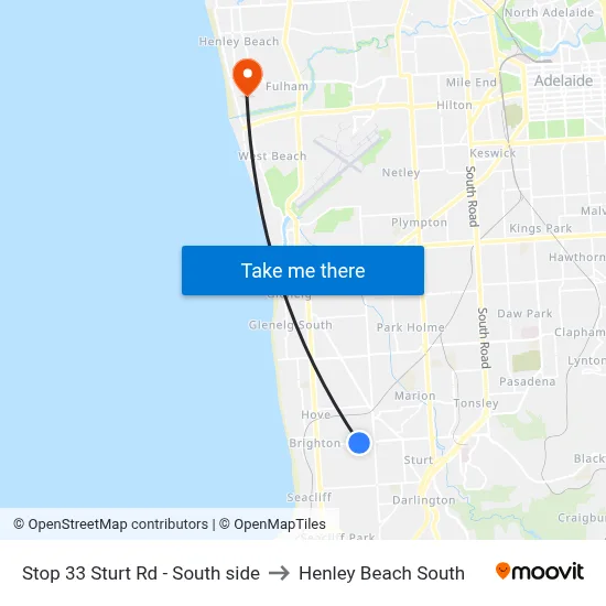 Stop 33 Sturt Rd - South side to Henley Beach South map