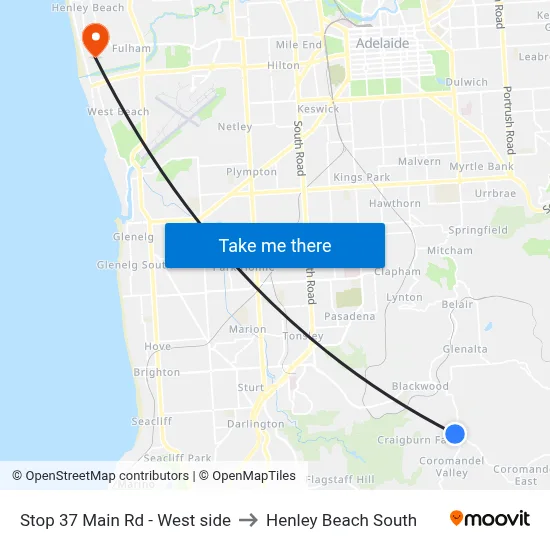 Stop 37 Main Rd - West side to Henley Beach South map