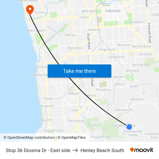 Stop 36 Diosma Dr - East side to Henley Beach South map