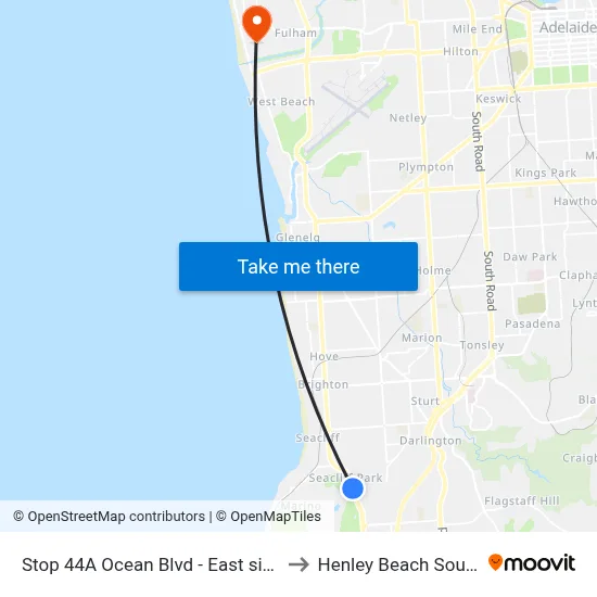 Stop 44A Ocean Blvd - East side to Henley Beach South map