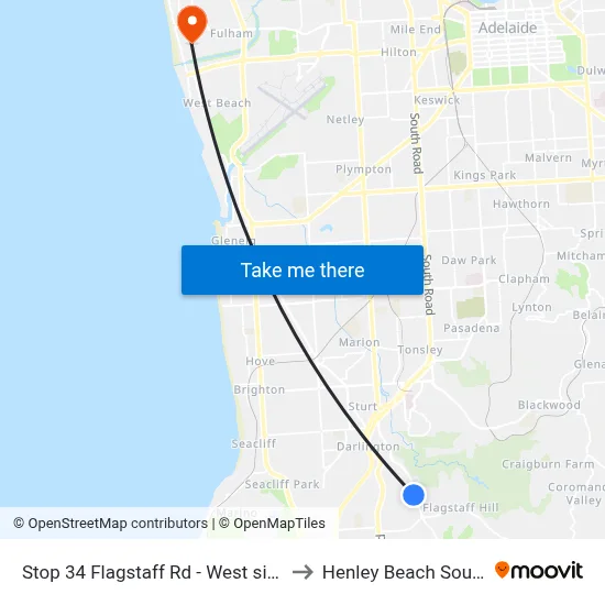 Stop 34 Flagstaff Rd - West side to Henley Beach South map