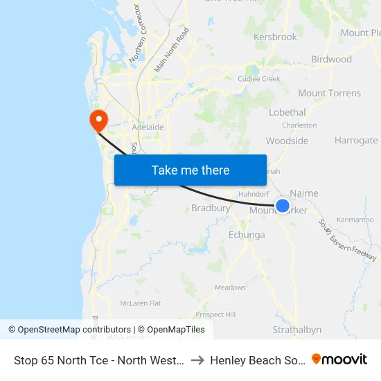 Stop 65 North Tce - North West side to Henley Beach South map