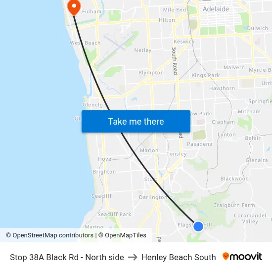 Stop 38A Black Rd - North side to Henley Beach South map