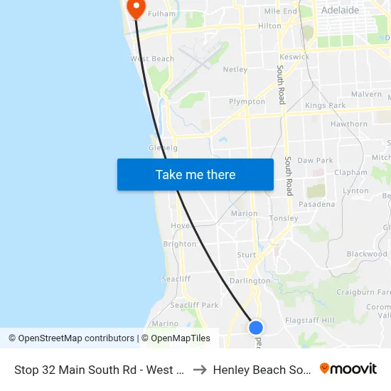 Stop 32 Main South Rd - West side to Henley Beach South map