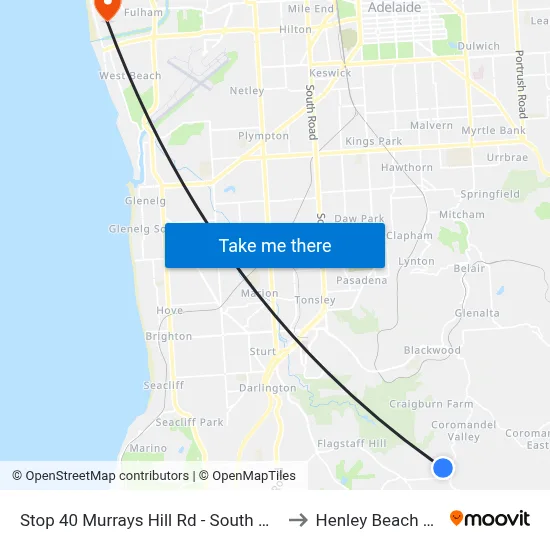 Stop 40 Murrays Hill Rd - South West side to Henley Beach South map