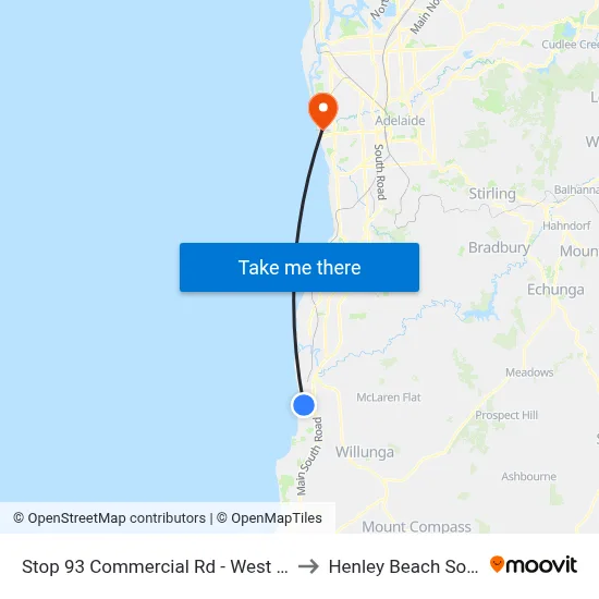 Stop 93 Commercial Rd - West side to Henley Beach South map