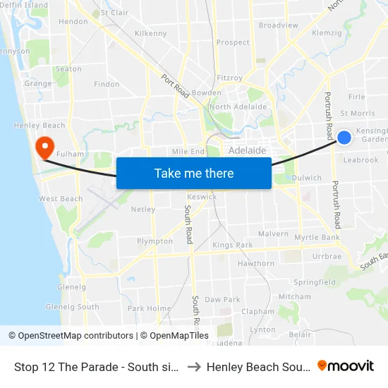 Stop 12 The Parade - South side to Henley Beach South map