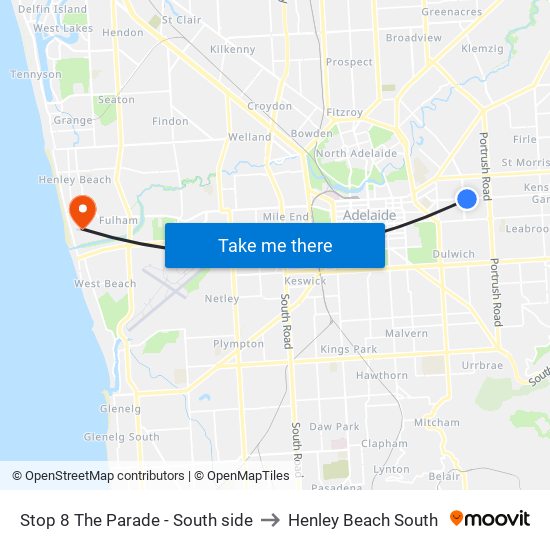 Stop 8 The Parade - South side to Henley Beach South map